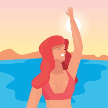 Mayo yaz zamanı ile güzel bir kadın