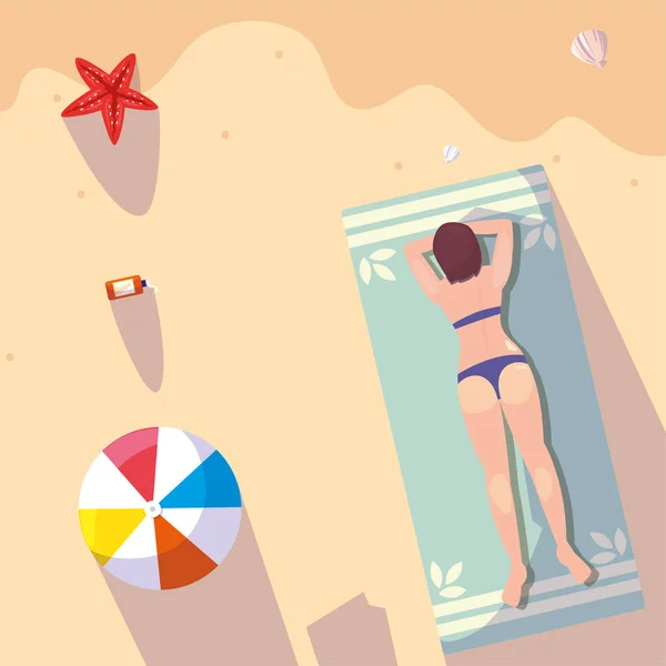 Mulher verão tempo férias design —  Vetores de Stock