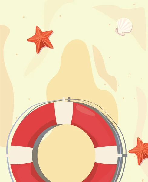 Lifebuoy verão tempo férias design — Vetor de Stock
