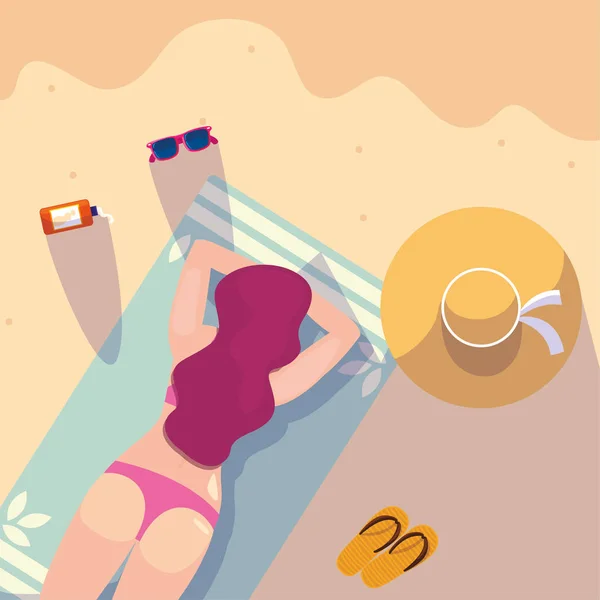 Woman summer time vacations design — Stock Vector