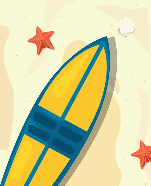 Planche de surf vacances d'été conception — Image vectorielle