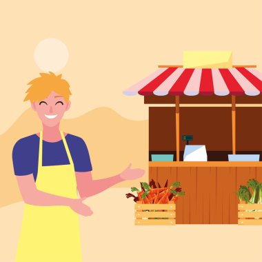 satıcı kadın çiftlik ürünleri standı