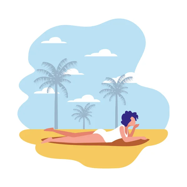 Schöne Frau mit Badeanzug Sommerzeit — Stockvektor