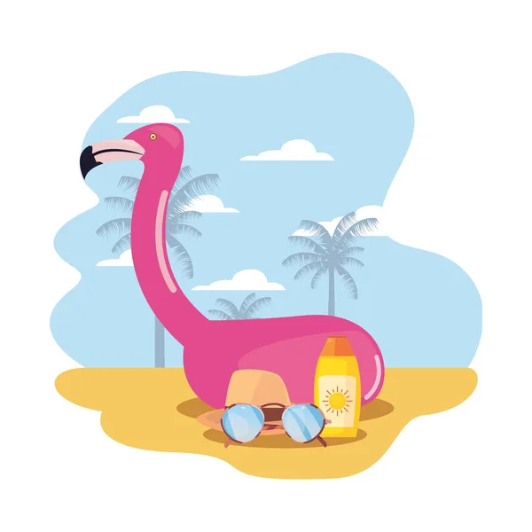 Verano vacaciones diseño plano — Vector de stock