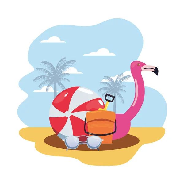 Verano vacaciones diseño plano — Vector de stock