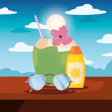 Yaz saati tatil düz tasarım