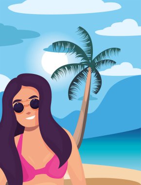 Mayo yaz zamanı ile güzel bir kadın