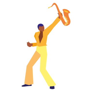 müzisyen adam saksafon müzik çalıyor