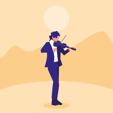 müzisyen adam keman müzik çalıyor