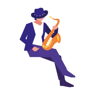 müzisyen adam saksafon müzik çalıyor