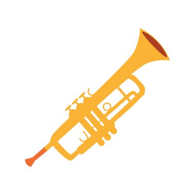 beyaz arka plan üzerinde trompet müzikal