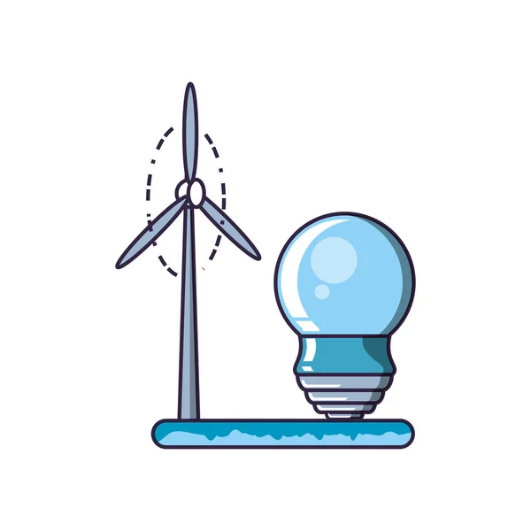 Saving bulb electric with windmill — Stock Vector