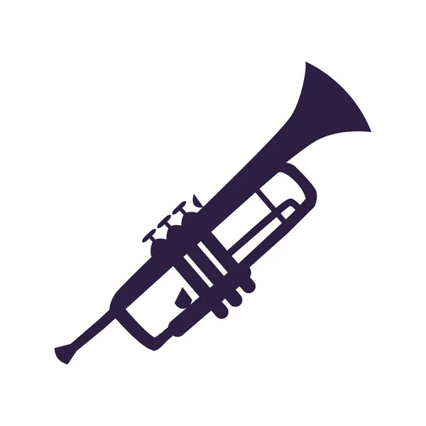 Trompeta musical sobre fondo blanco — Vector de stock
