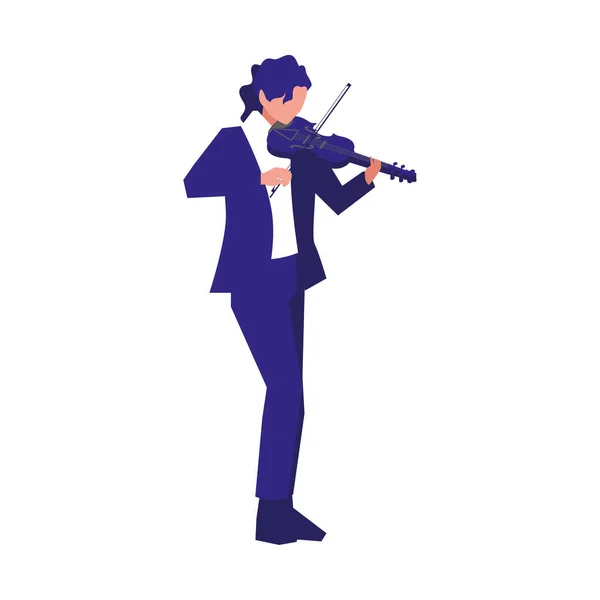 Musikern man violin spelar musik — Stock vektor