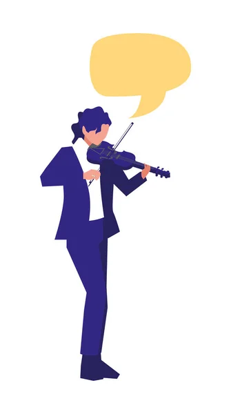 Músico homem violino tocando música — Vetor de Stock