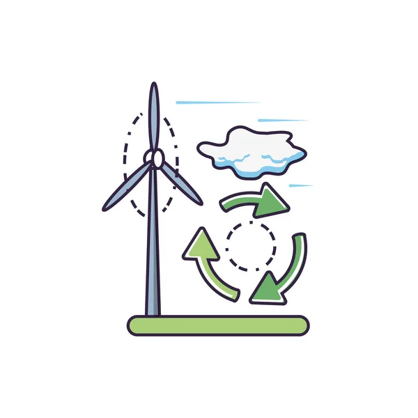 Flèches de recyclage avec icône isolée moulin à vent — Image vectorielle