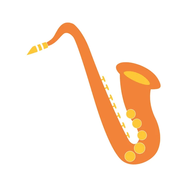 Saxofón musical sobre fondo blanco — Vector de stock