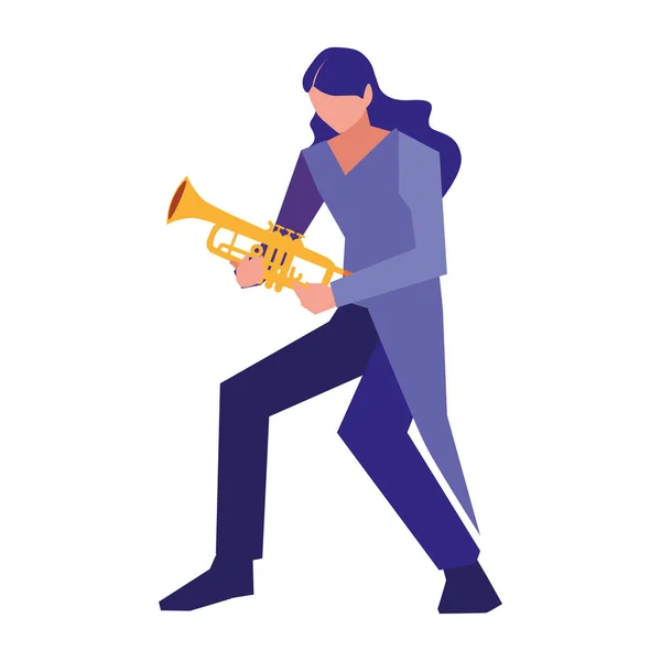 Musician man saxophone playing instrument — Stock Vector