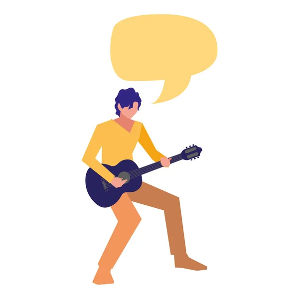 Musician man classic guitar playing — Stock Vector