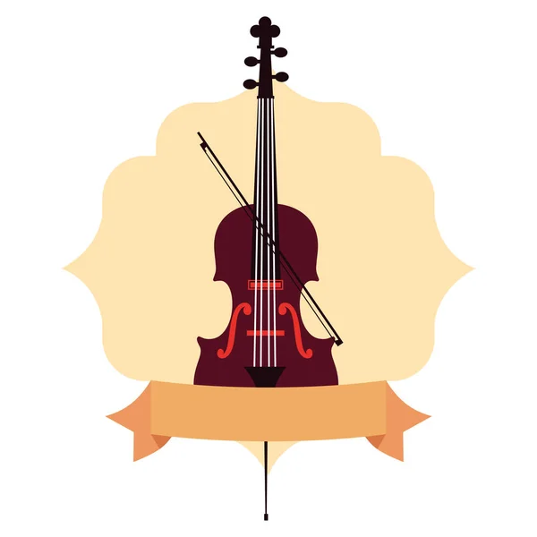 Emblema de cinta de insignia de violonchelo musical — Vector de stock