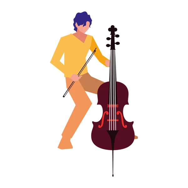 Musiker Mann Cello spielt Musik — Stockvektor