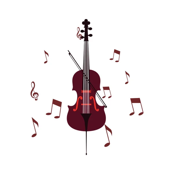 Musikalisk cello instrument NOTE musik design — Stock vektor