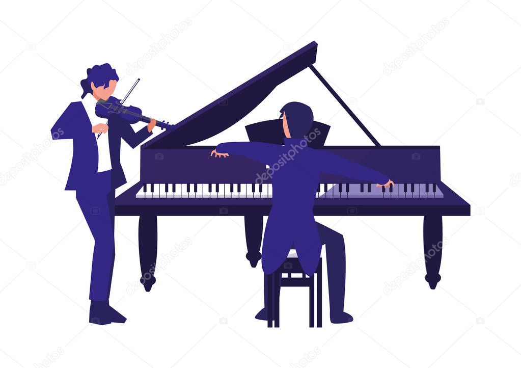 musician playing piano and man with violin