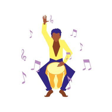 müzisyen adam davul müzik çalıyor