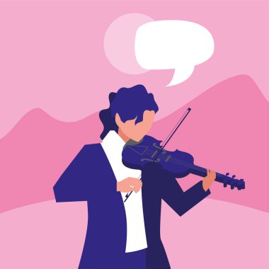 müzisyen adam keman müzik çalıyor