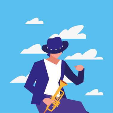 müzisyen adam trompet çalma enstrüman