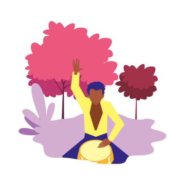 müzisyen adam davul müzik çalıyor