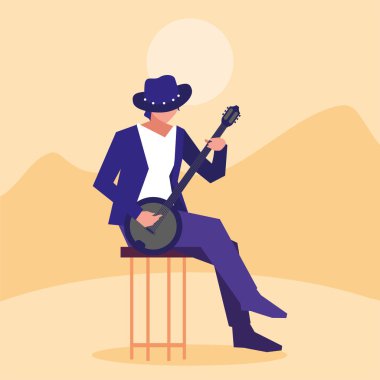 müzisyen adam banjo enstrüman çalıyor