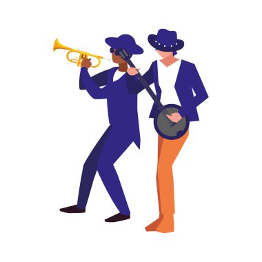 iki erkek müzisyenler müzik aletleri