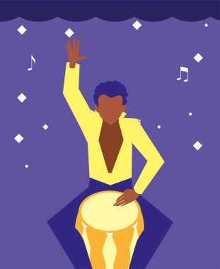 müzisyen adam davul müzik çalıyor