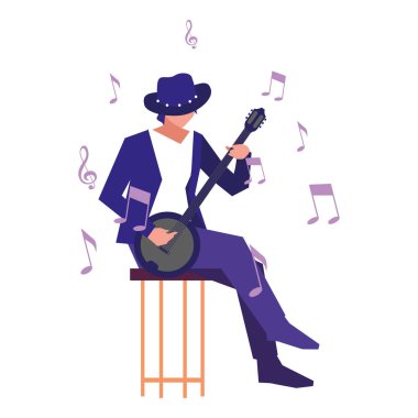 müzisyen adam banjo enstrüman çalıyor