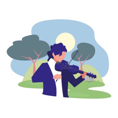 müzisyen adam keman müzik çalıyor