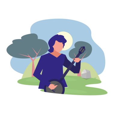 müzisyen adam banjo enstrüman çalıyor