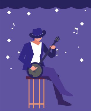 müzisyen adam banjo enstrüman çalıyor