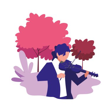 müzisyen adam keman müzik çalıyor