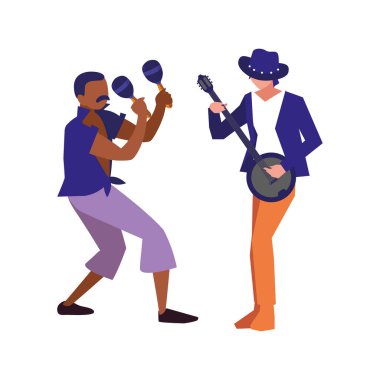 iki erkek müzisyenler müzik aletleri