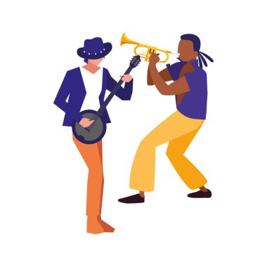 iki erkek müzisyenler müzik aletleri