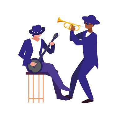 iki erkek müzisyenler müzik aletleri