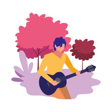 müzisyen adam klasik gitar çalma