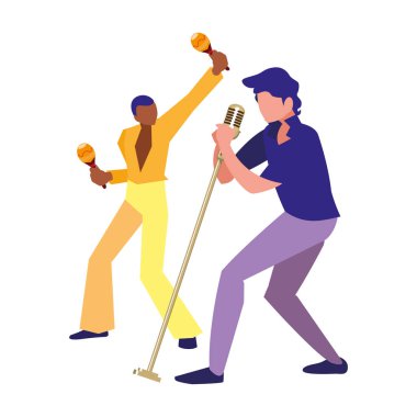 mikrofon ile müzisyen adam ve şarkıcı