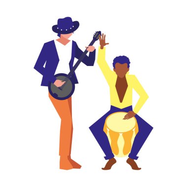 iki erkek müzisyenler müzik aletleri