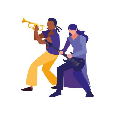 iki erkek müzisyenler müzik aletleri