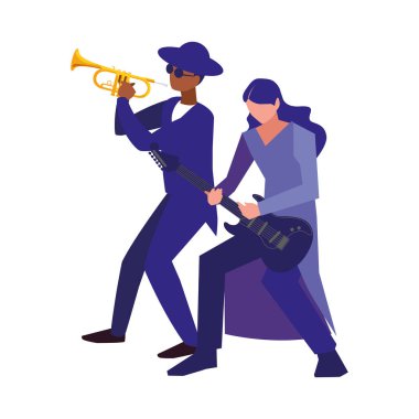 iki erkek müzisyenler müzik aletleri