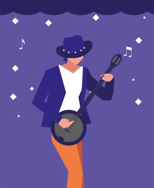 müzisyen adam banjo enstrüman çalıyor