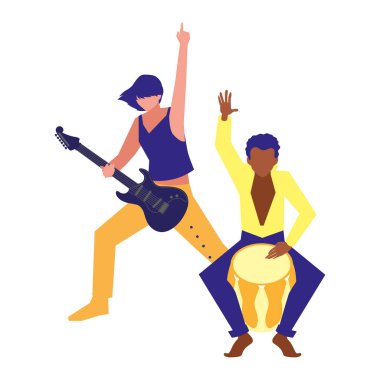 iki erkek müzisyenler müzik aletleri