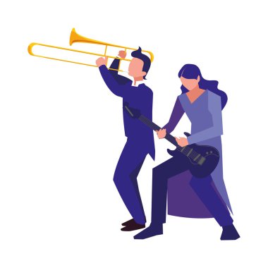 iki erkek müzisyenler müzik aletleri